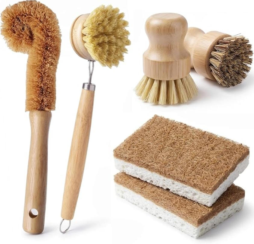 Substrate Coconut Fiber - 6 Parça Bambu Bulaşık Fırçası Seti